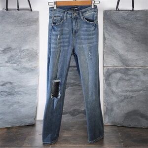 Fashion Nova Light Blue Jeans Womens Size 3 Sz 26 Junior Sizing Ripped Grunge